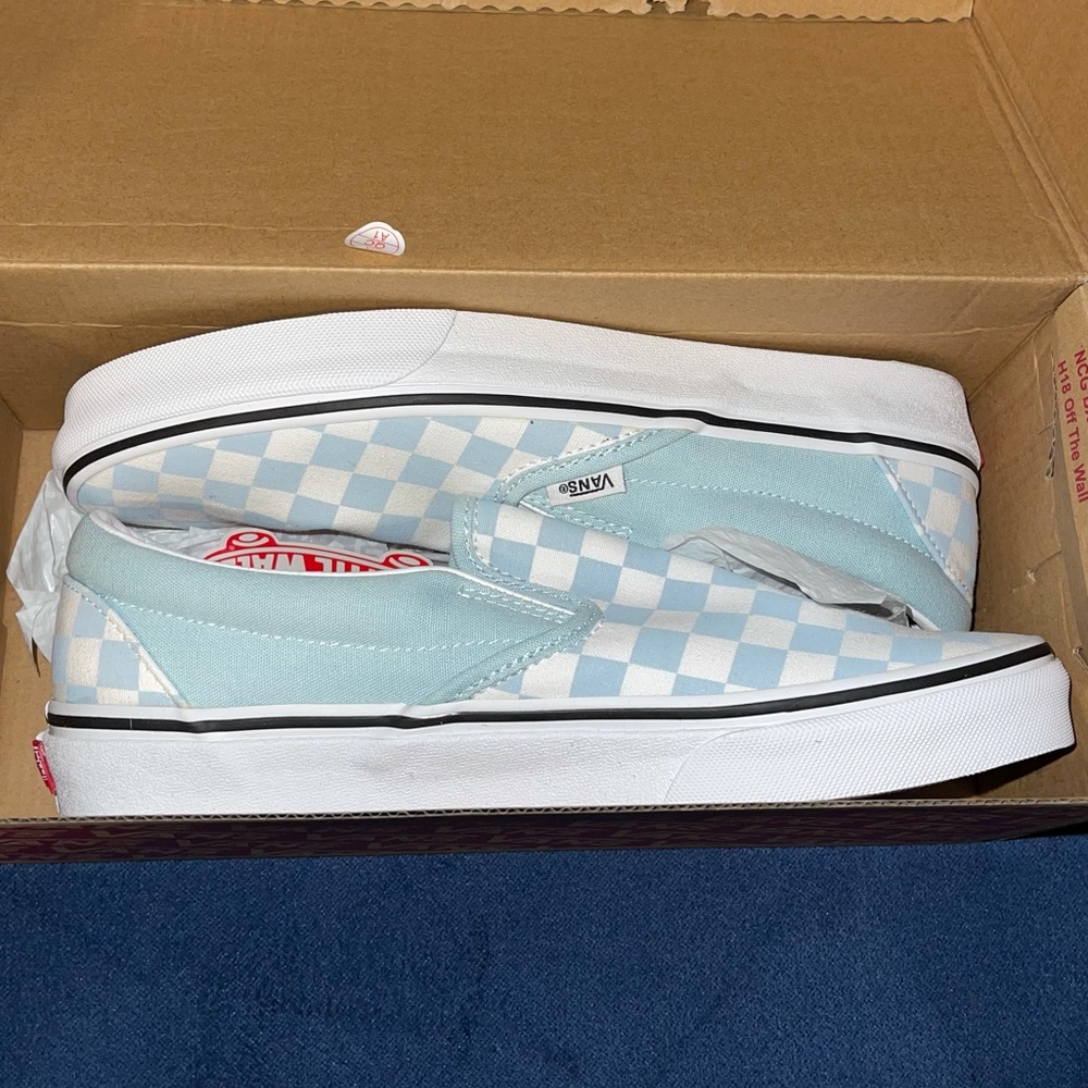 NWT blue checkerboard vans